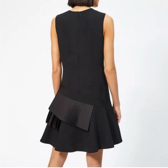 VICTORIA BECKHAM ASYMMETRIC PLEATED TIERED SLEEVELESS CREPE SHIFT DRESS SZ 4 - Picture 4 of 16